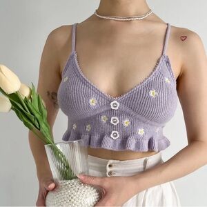 For Love And Lemons Lavender Knit Crop Top